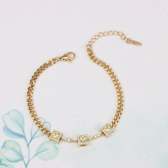 "Elegant Rose Gold Bracelet with Green Stone Accents, XPBL0841 - Picture 7 of 13